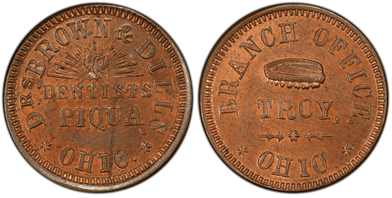 No Date Token F-730A-8a Copper PE Drs. Brown & Dills OH
