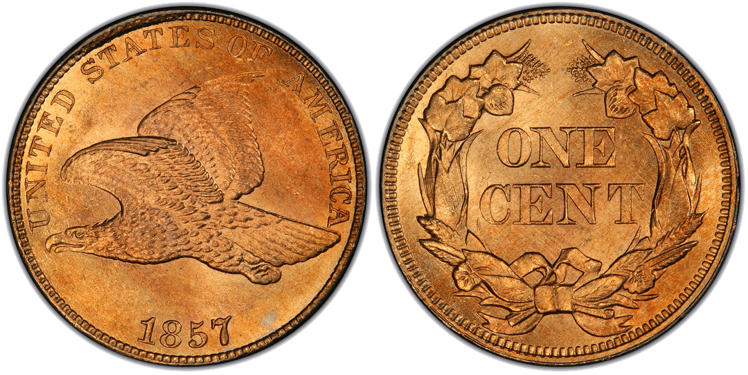 1857 Flying Eagle Cent Obverse Rim Cud