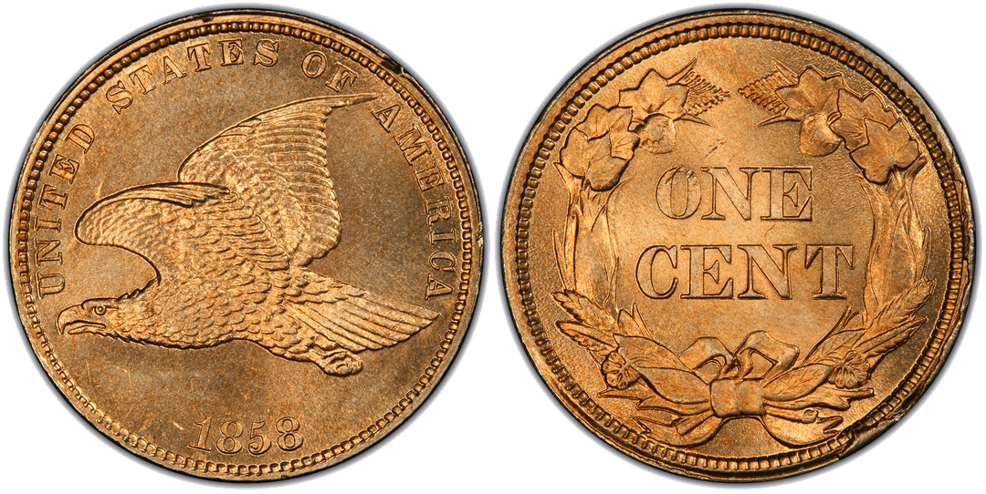 1858 Flying Eagle Cent (Small Letters) Reverse Rim Cud (2 to 5 o'clock)