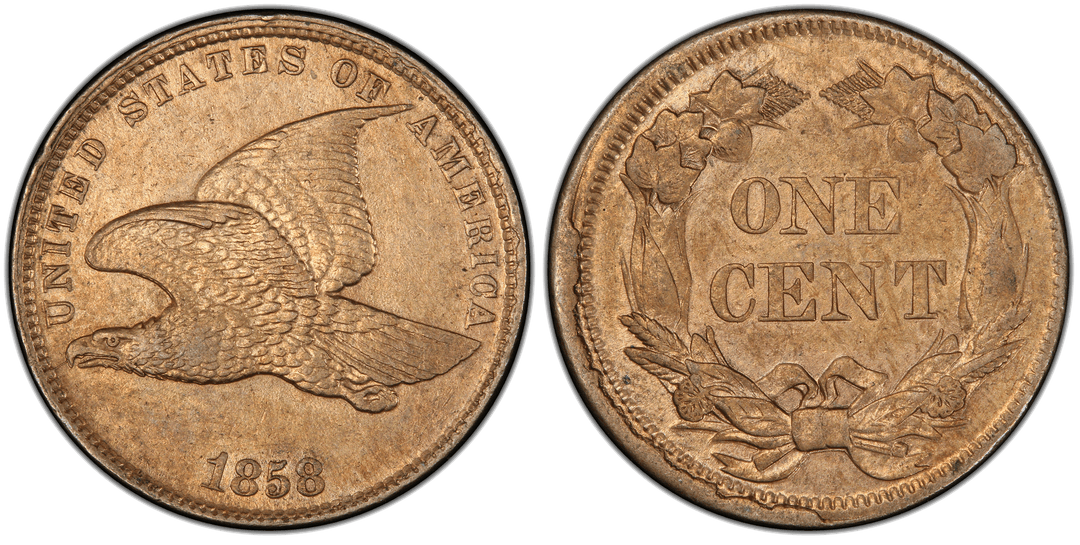 1858 Flying Eagle Cent (Small Letters) Reverse Rim Cud (6 to 9 o'clock)