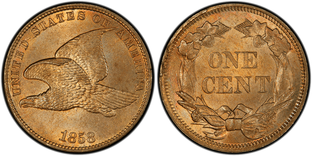 1858 Flying Eagle Cent (Small Letters) Reverse Rim Cud (9 to 11 o'clock)