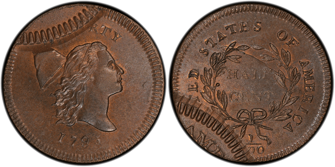 1795 Liberty Cap Right Half Cent (Plain Edge, No Pole) Double Struck