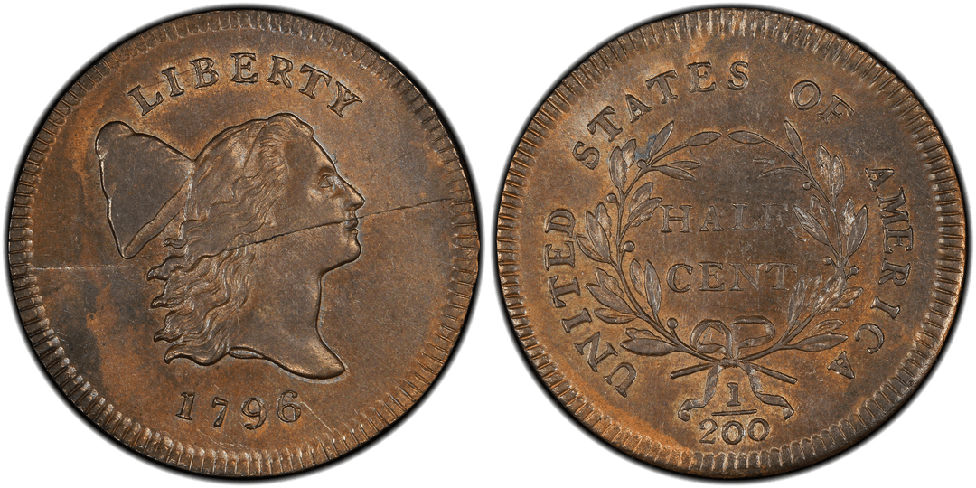 1796 Liberty Cap Right Half Cent (No Pole) Split Die
