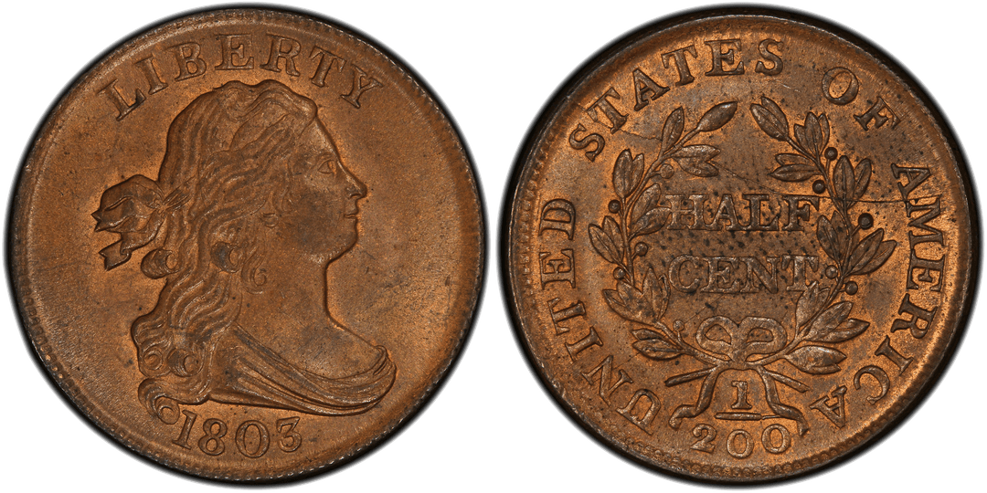1803 Draped Bust Half Cent Split Die