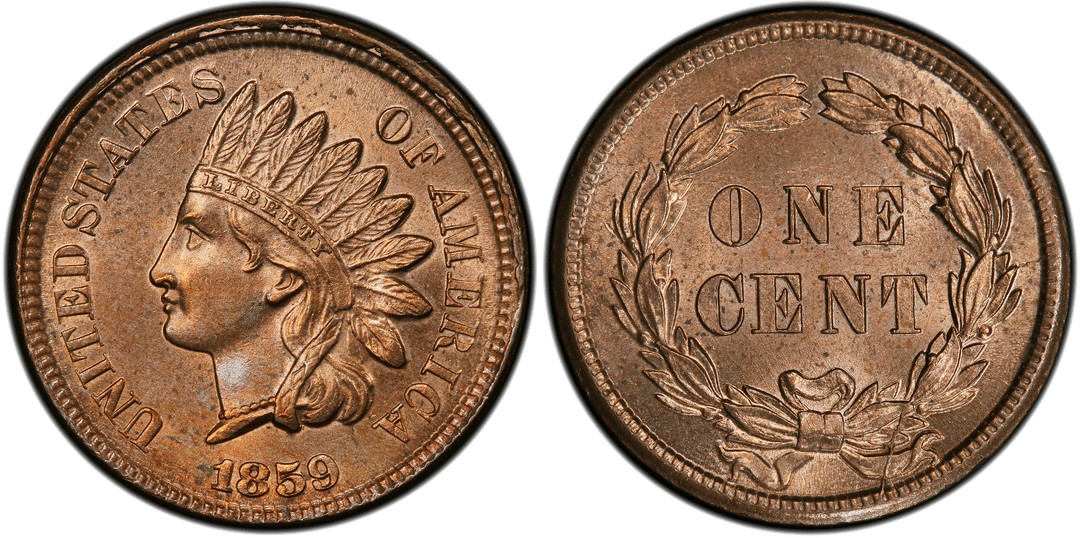 1859 Indian Head Cent Repunched Date, Pre-Cud FS-302 Snow-2