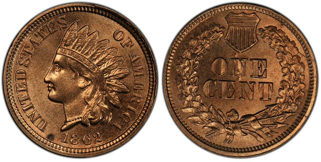 1862 Indian Head Cent Obverse Rim Cud (12 to 4 o'clock)