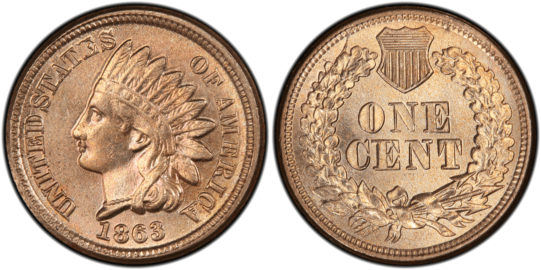 1863 Indian Head Cent Pre-Cud Reverse (9 to 11 o'clock)