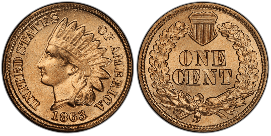 1863 Indian Head Cent Pre-Cud Reverse (7 o'clock through center arrow)