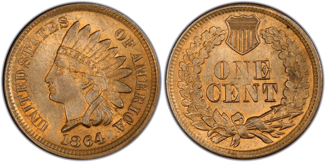 1864 Indian Head Cent (Bronze No L) Bisecting Rim to Rim Die Crack