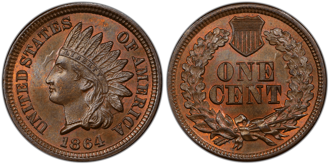 1864 Indian Head Cent (Bronze No L) Die Clash (Portrait Outline Transfer)