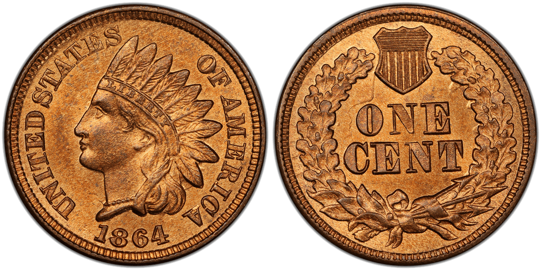 1864 Indian Head Cent (Bronze No L) Die Clash (Near-Full Portrait Transfer)