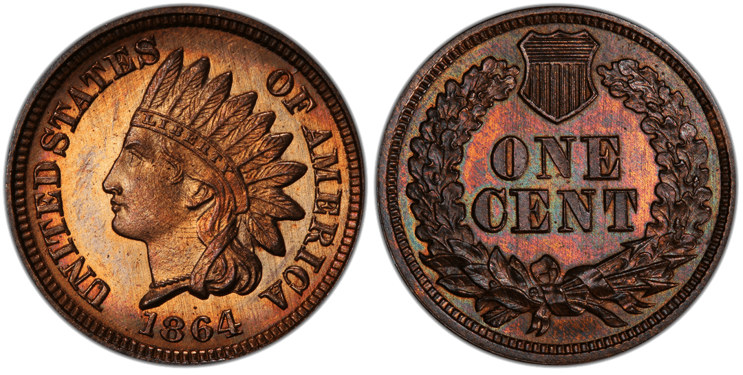 1864 Indian Head Cent (Bronze No L) Lathe Lines FS-1401 Snow-11