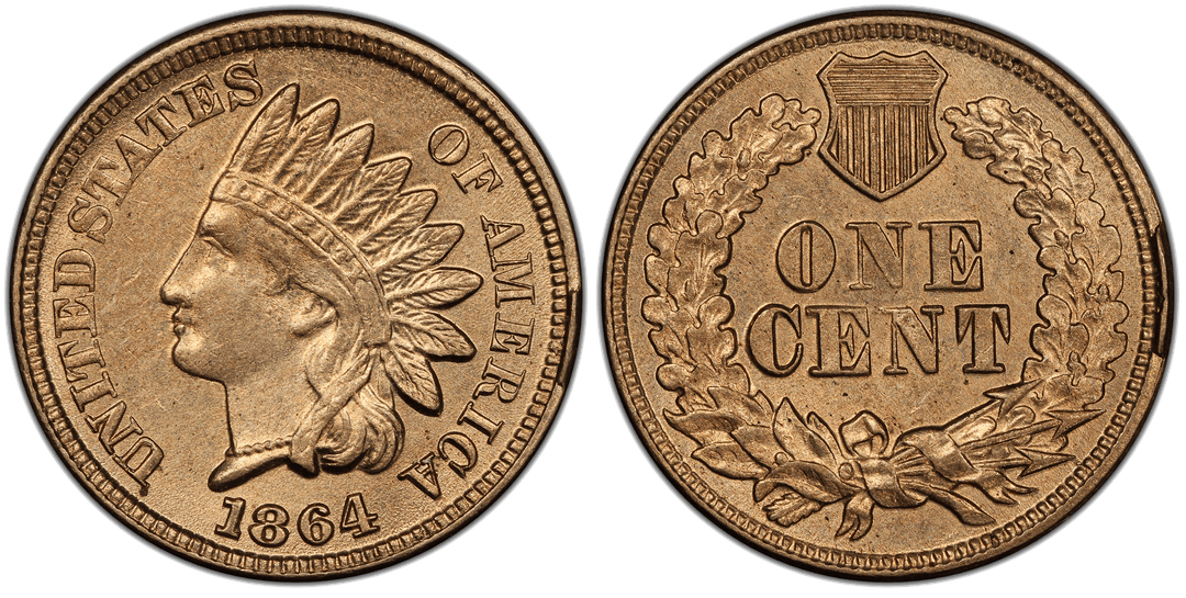 1864 Indian Head Cent (Copper Nickel) Rim Cud (Obverse and Reverse, 3 o'clock)