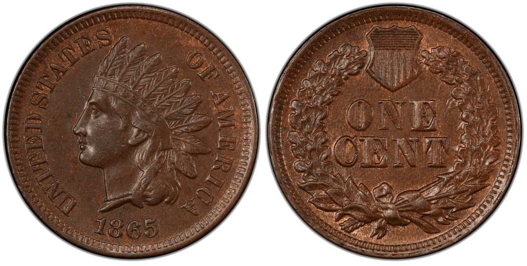 1865 Indian Head Cent (Fancy 5) Die Clash (Reverse)