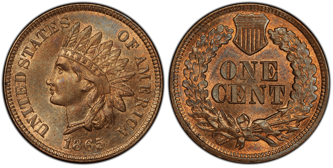 1865 Indian Head Cent (Fancy 5) Repunched Date FS-1301 Snow-1