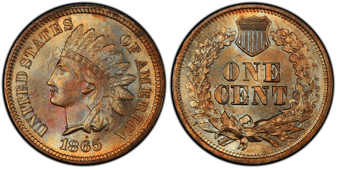 1865 Indian Head Cent (Plain 5) Die Clash (Obverse)