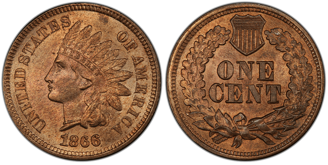 1866 Indian Head Cent Doubled Die Obverse FS-101 Snow-1