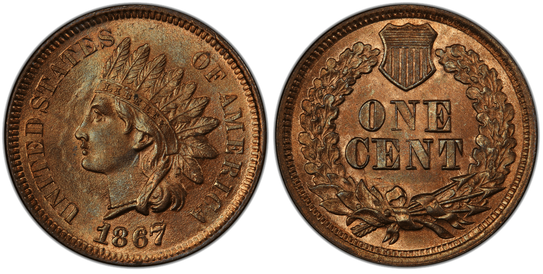 1867/67 Indian Head Cent Die Clash (Obverse and Reverse)