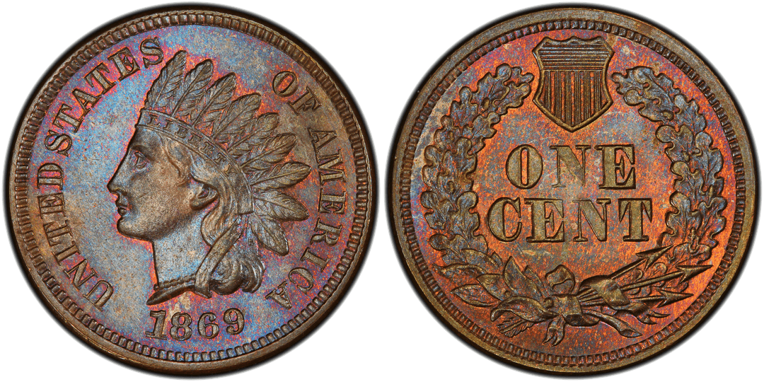 1869 Indian Head Cent Repunched Date FS-302 Snow-1