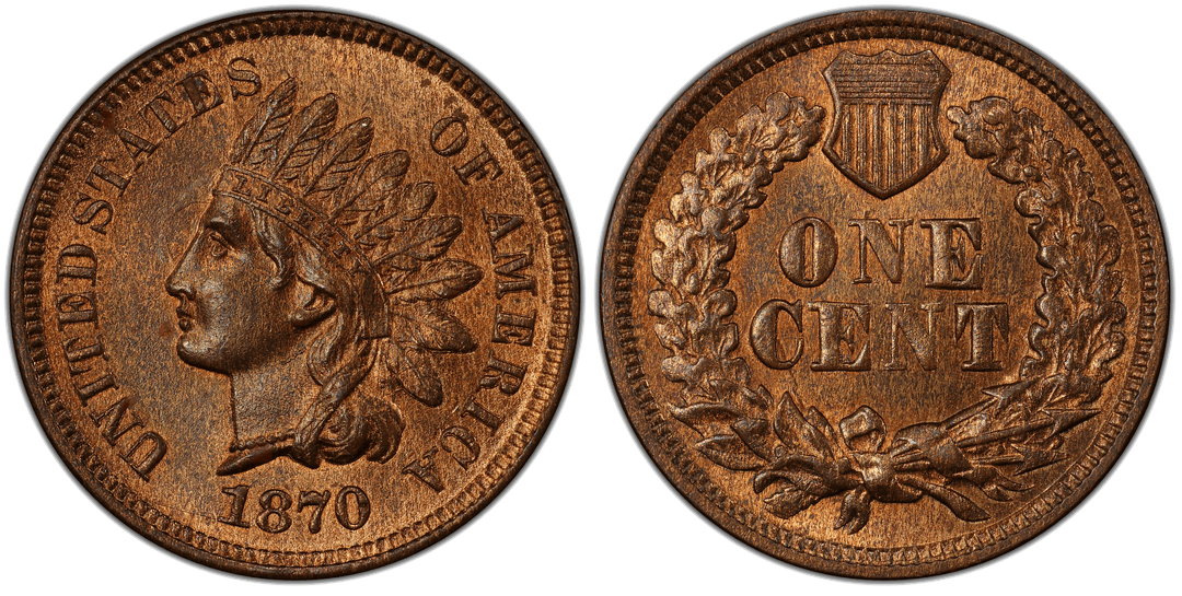 1870 Indian Head Cent Die Clash (Obverse and Reverse)