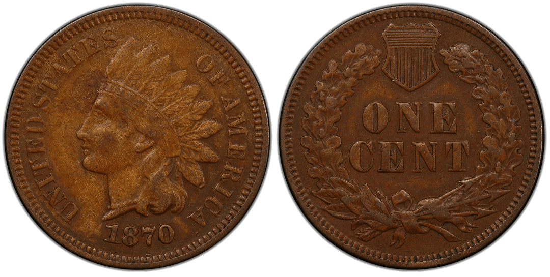 1870 Indian Head Cent Doubled Die Obverse and Misplaced Date FS-102 Snow-5
