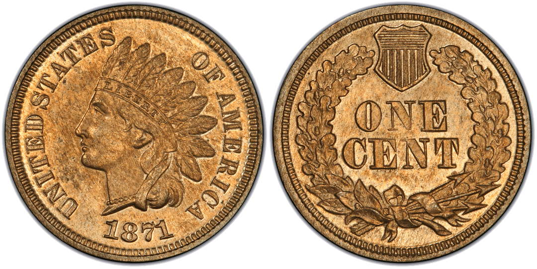 1871 Proof Indian Head Cent Misplaced Date