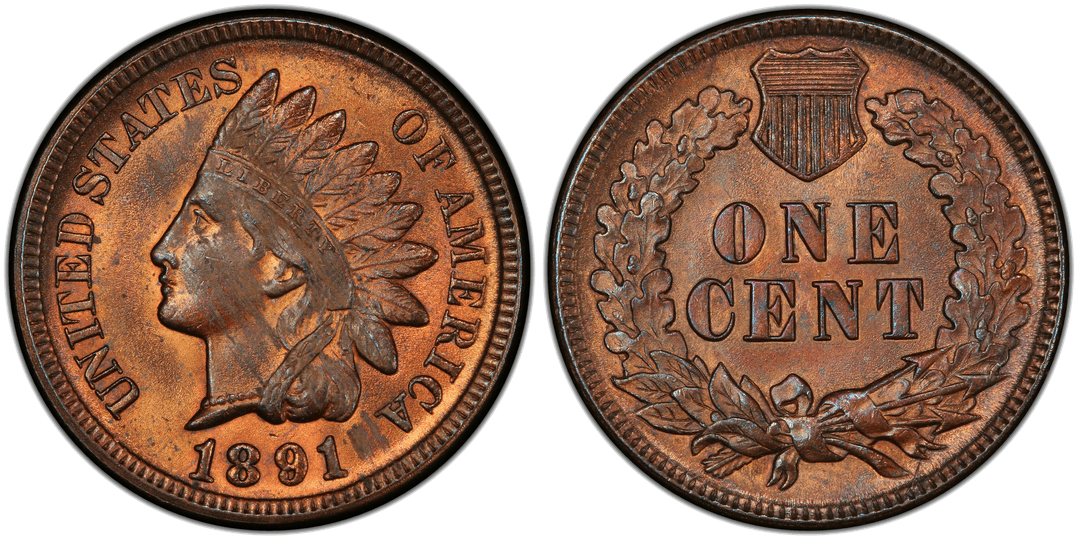 1891 Indian Head Cent Pre-Cud (Reverse 3:00–5:00)