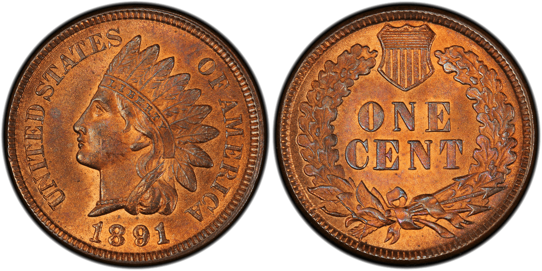 1891 Indian Head Cent Pre-Cud (Reverse 7:00–8:00)