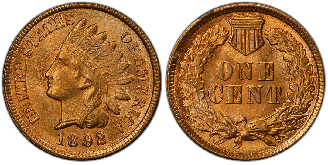 1892 Indian Head Cent Rim Cud (Reverse 11:00)