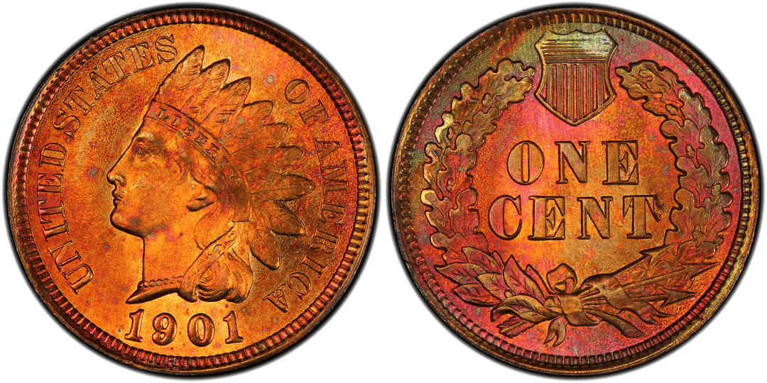 1901 Indian Head Cent Die Chip (Reverse — Right of T)