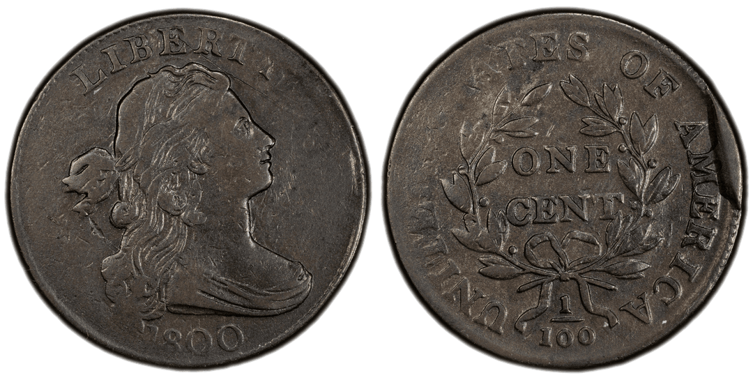 1800 Draped Bust Large Cent S-210 Reverse Cud