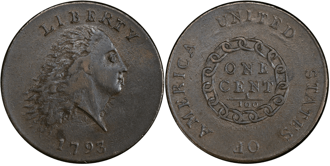 1793 Chain Cent (AMERI. Variety) Obverse Die Clash