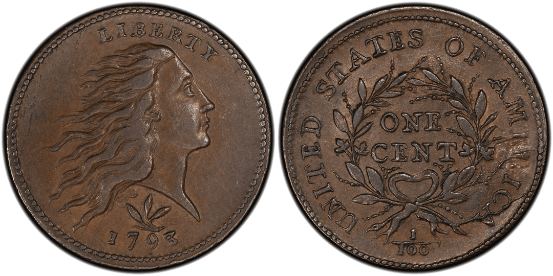 1793 Wreath Cent (Vine and Bars) Reverse Unusual Die Crack