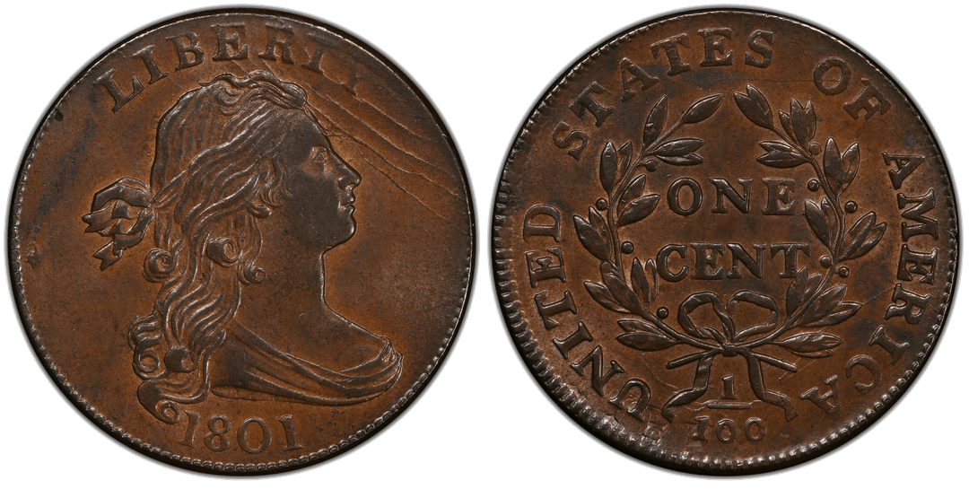 1801 Draped Bust Large Cent S-213 Obverse Multiple Pre-Cud Die Cracks