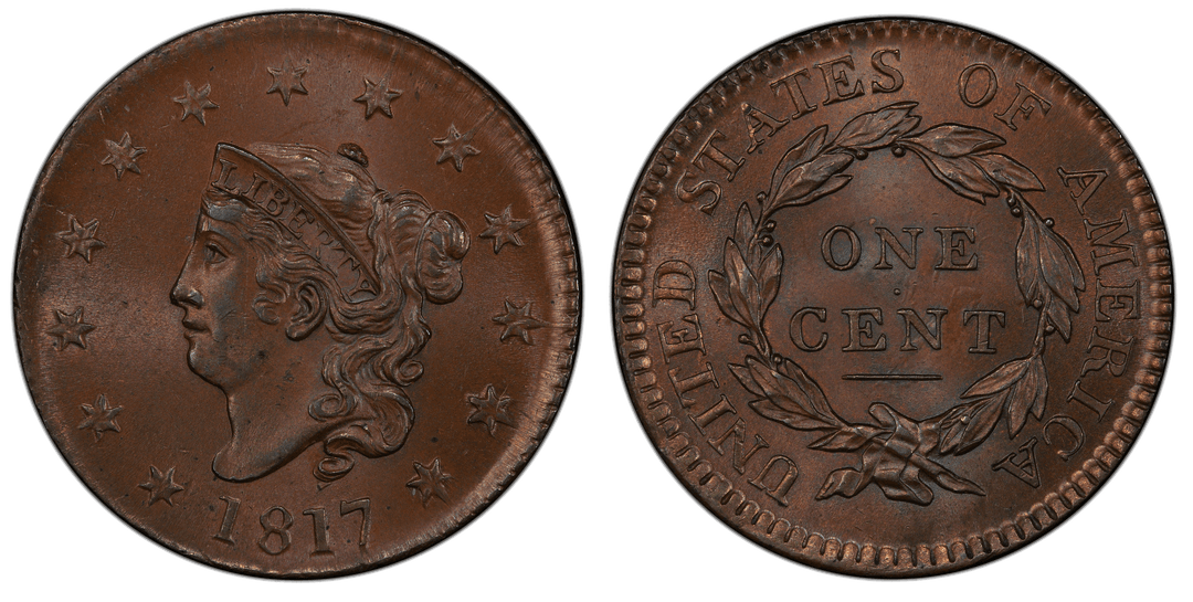 1817 Matron Head Large Cent N-7 Obverse Die Chip