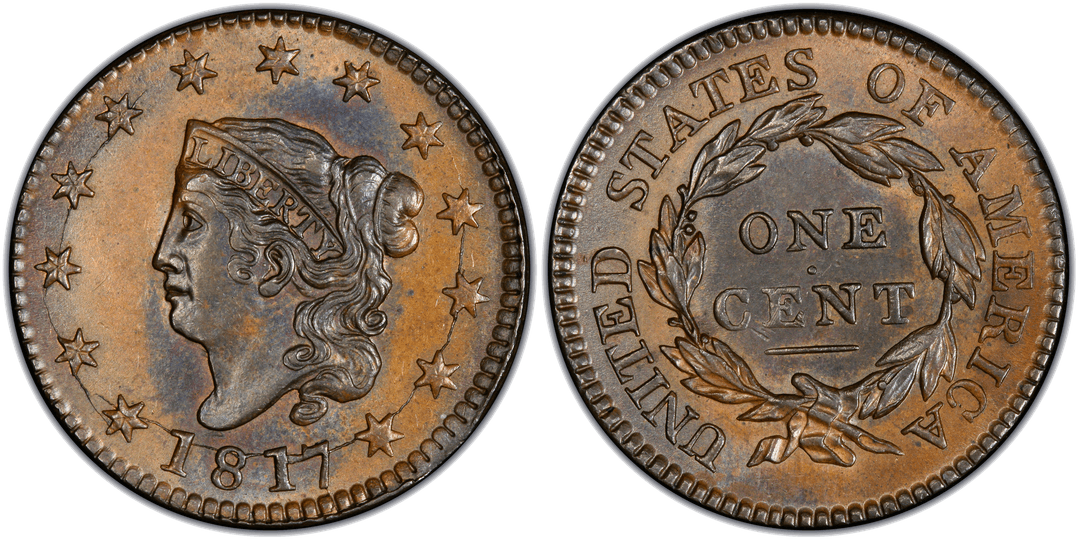 1817 Matron Head Large Cent N-12 Obverse Unusual Die Crack