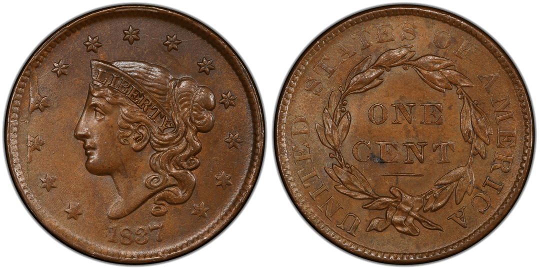 1837 Matron Head Large Cent Newcomb-2 Obverse Retained Interior Die Break