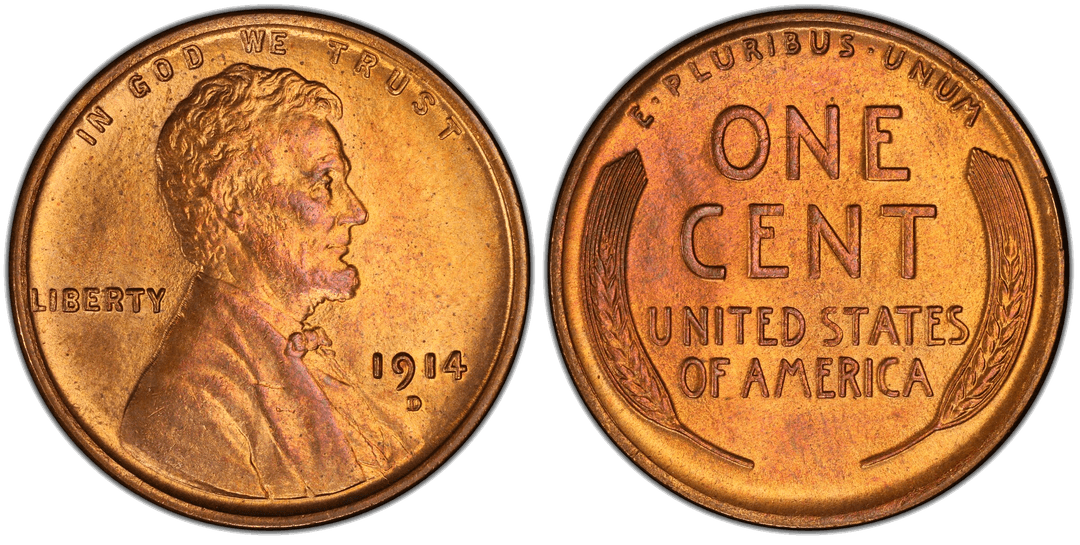 1914 (D) Lincoln Wheat Cent Cud (Reverse, Two Locations)
