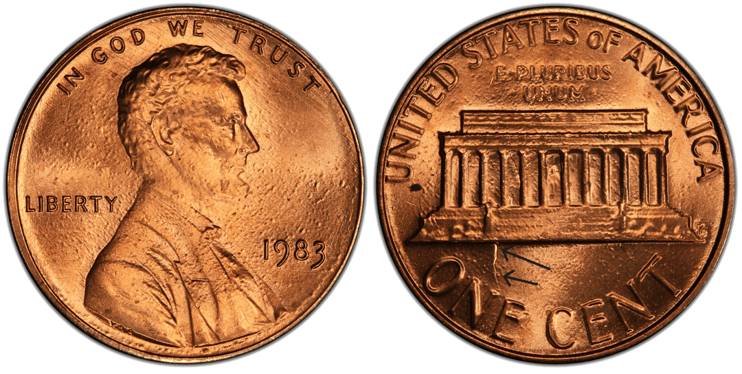 1983 Lincoln Memorial Cent Reverse Die Clash