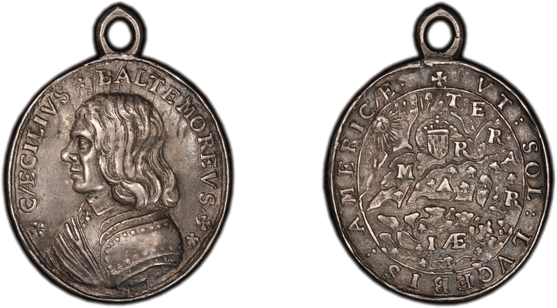 1643-1644 Silver Medal Betts-35, Maryland Map