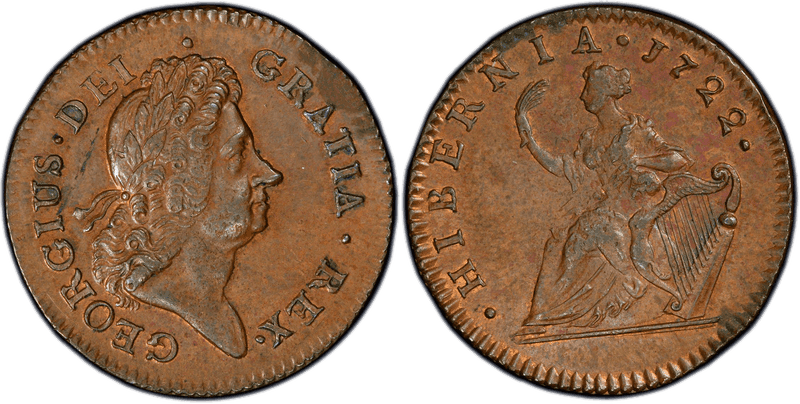 1722 1/2P Hibernia - Harp Right