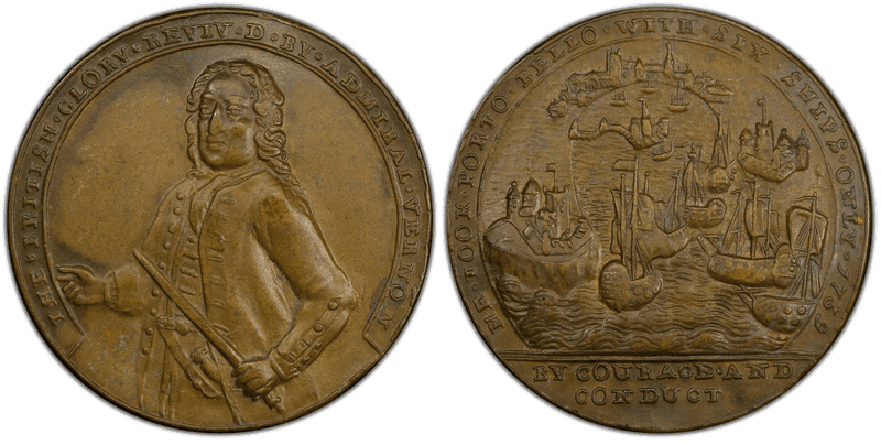 1739 Bronze Medal Admiral Vernon, A-C PBv 21-R