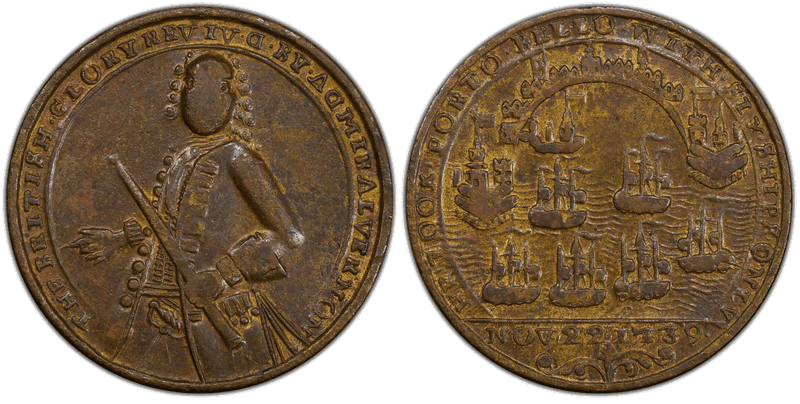 1739 Bronze Medal Admiral Vernon, A-C PBv 38-KK