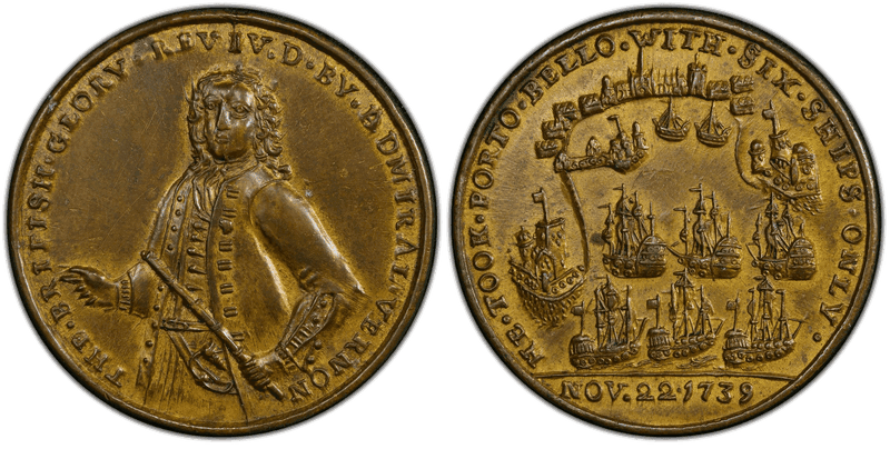 1739 Bronze Medal Admiral Vernon, A-C PBv 42-RR