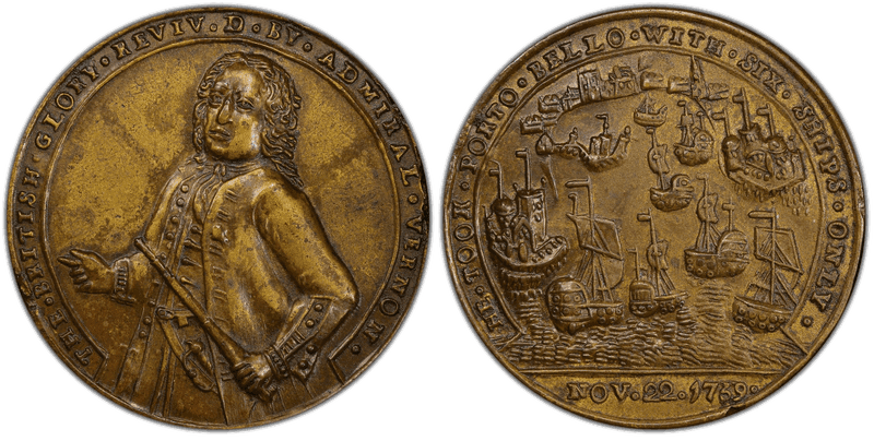 1739 Bronze Medal Admiral Vernon, A-C PBv 44-UU