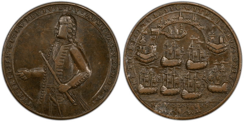1739 Bronze Medal Admiral Vernon, A-C PBv 46-QQ