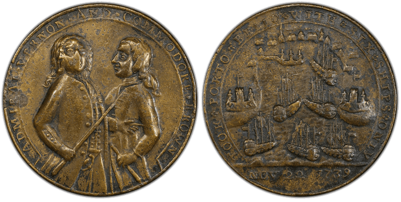 1739 Bronze Medal Admiral Vernon, A-C PBvb 4-G Commodore Brown