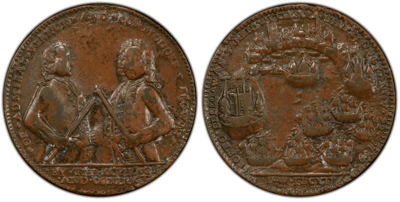 1739 Bronze Medal Admiral Vernon, A-C PBvb 6-J Commodore Brown