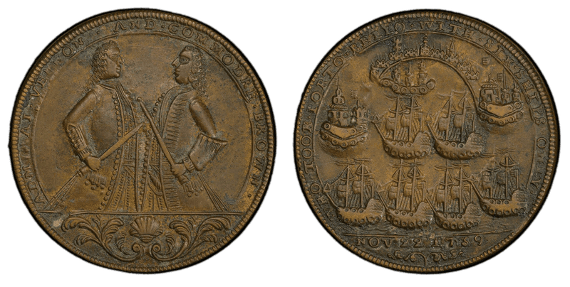 1739 Bronze Medal Admiral Vernon, A-C PBvb 9-N Commodore Brown
