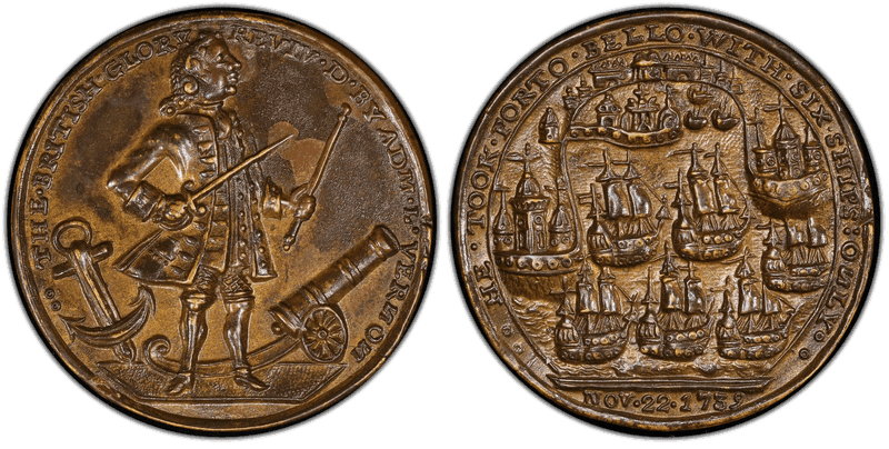 1739 Bronze Medal Admiral Vernon, A-C PBvi 26-PP